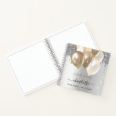 Gästebuch Quinceanera Silbergold Glitzer Ballon Notizblock (Innenseite)