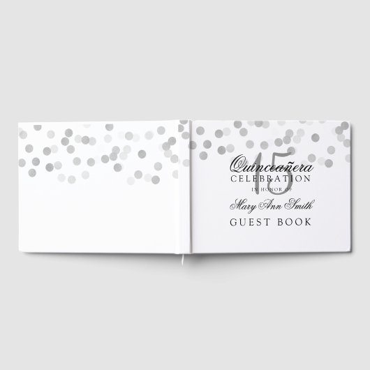 Gästebuch Quinceanera Silver Foil Glitzer Lights (Voll)