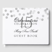 Gästebuch Quinceanera Silver Foil Glitzer Lights (Vorderseite)
