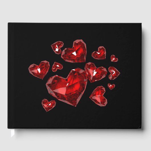 Gästebuch Red Jeweled Hearts (Vorderseite)