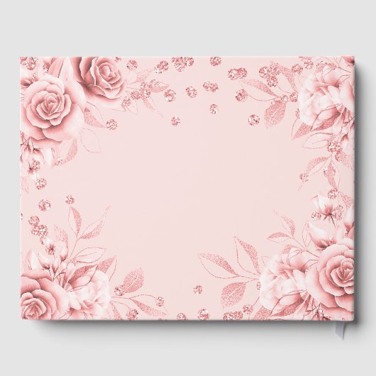Gästebuch Rose Gold Blush Sweet 16 Glitzer Confett (Rückseite)