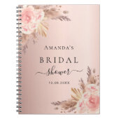 Gästebuch Rose Goldfloralen Pampas Brautparty Notizblock (Vorderseite)