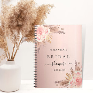 Gästebuch Rose Goldfloralen Pampas Brautparty Notizblock
