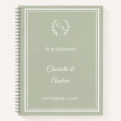 Gästebuch salbeigrün monogrammierte Hochzeit Notizblock (Vorderseite)