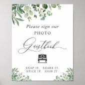 Gästebuch-Schild mit Sofortfoto Greenery Eucalyptu Poster (Vorne)