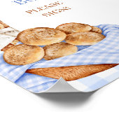 Gästebuch-Schild Party Blau kariert Gingham-Bun Poster (Ecke)