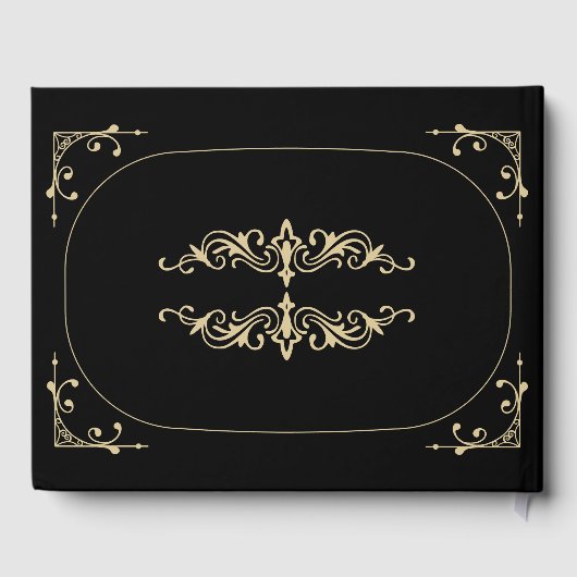 Gästebuch Schwarz Elegante Art Deco (Rückseite)