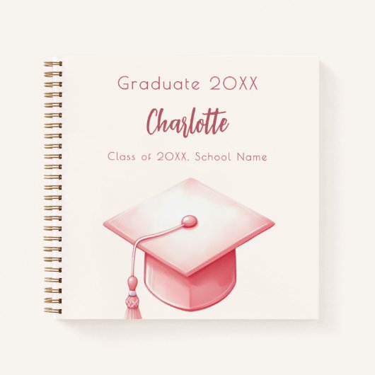 Gästebuch Schwarz-Rosa-Creme-Abschlussfeier Notizblock (Vorderseite)