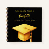 Gästebuch schwarze Gold Graduierungsparty Notizblock (Vorderseite)