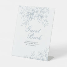 Gästebuch Sign Floral Blue Toile Hochzeit