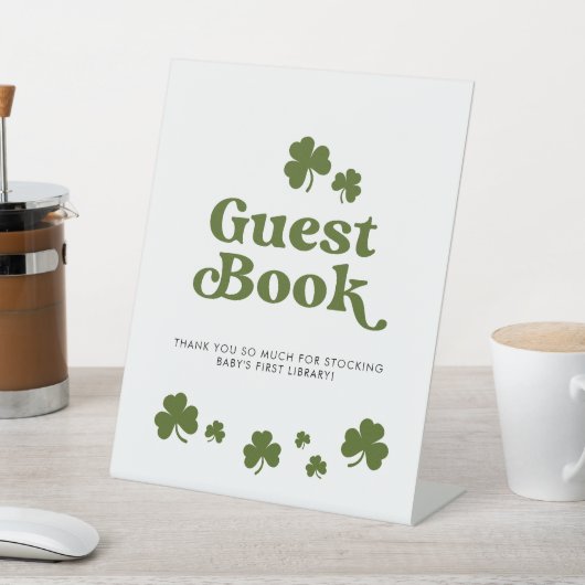 Gästebuch St. Patrick's Day Green Kleeblatt Sockelschild (In SItu)