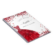 Gästebuch Sweet 16 Black Red Dress Glitzer Notizblock (Rechte Seite)