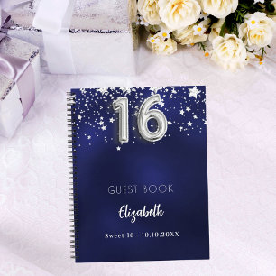 Gästebuch Sweet 16 blaue Sterne Notizblock