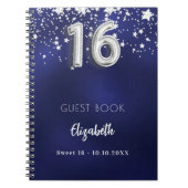 Gästebuch Sweet 16 blaue Sterne Notizblock (Vorderseite)