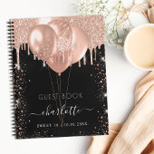 Gästebuch Sweet 16 Goldballons aus schwarzer Rose Notizblock