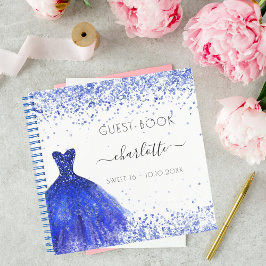 Gästebuch Sweet 16 königsblaues Kleid weiß Notizblock