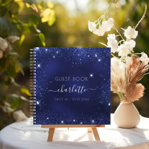 Gästebuch Sweet 16 Marineblau Glitzer Glitzern Notizblock