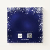 Gästebuch Sweet 16 Marineblau Glitzer Kleid Notizblock (Rückseite)