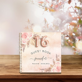 Gästebuch Sweet 16 Pampas Gras Rose Gold Notizblock
