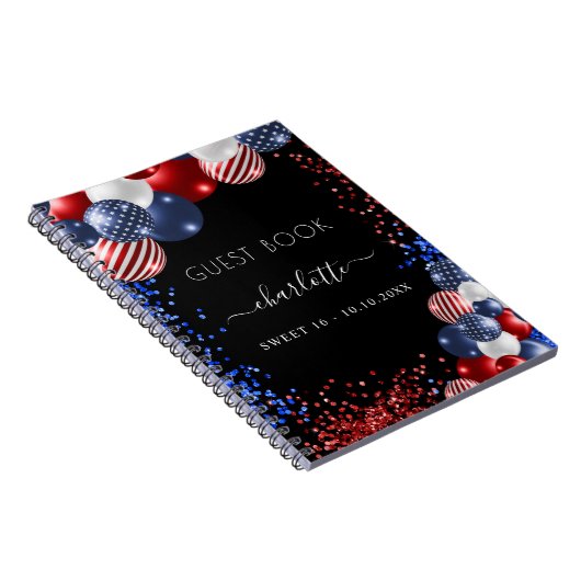 Gästebuch Sweet 16 patriotisch rot blau Notizblock (Rechte Seite)