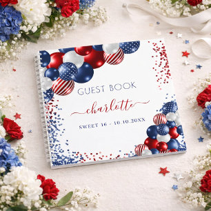 Gästebuch Sweet 16 patriotisch rot blau Notizblock