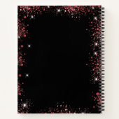 Gästebuch Sweet 16 Red Black Glitzer Kleid Notizblock (Rückseite)