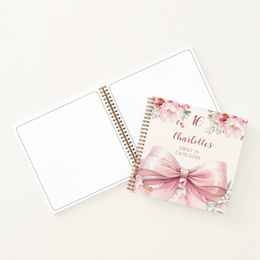 Gästebuch Sweet 16 Rosa-Bogen-Creme-Florals Notizblock (Innenseite)