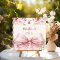 Gästebuch Sweet 16 Rosa-Bogen-Creme-Florals