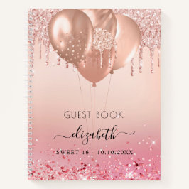 Gästebuch Sweet 16 Rosa Rosa Gold Glitzer Notizblock