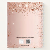 Gästebuch Sweet 16 Rose gold errush Glitzer Notizblock (Rückseite)