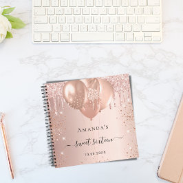 Gästebuch Sweet 16 Rose gold errush Glitzer Notizblock
