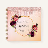 Gästebuch Sweet 16 Rose Gold Glitzer Tropfen flora Notizblock (Vorderseite)
