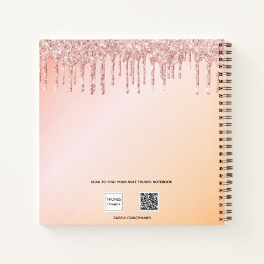 Gästebuch Sweet 16 Rose Gold Glitzer Tropfen flora Notizblock (Rückseite)