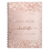 Gästebuch Sweet 16 Rose Gold Glitzern Notizblock (Vorderseite)