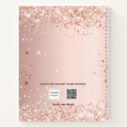 Gästebuch Sweet 16 Rose Goldrot Glitzern Notizblock (Rückseite)