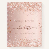 Gästebuch Sweet 16 Rose Goldrot Glitzern Notizblock (Vorderseite)