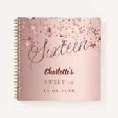 Gästebuch Sweet 16 Rose Goldstars Notizblock (Vorderseite)