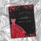 Gästebuch Sweet 16 Schwarz Rot Glitzer Kleid Notizblock
