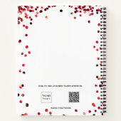 Gästebuch Sweet 16 Schwarz Rot Glitzer Kleid Notizblock (Rückseite)