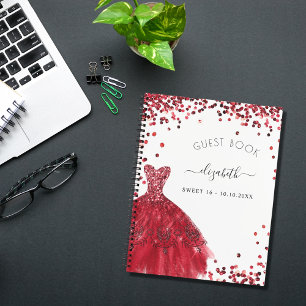 Gästebuch Sweet 16 weißes rotes Kleid Notizblock