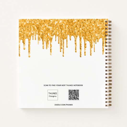 Gästebuch Sweet 16 Weißgold Glitzer Ballons Notizblock (Rückseite)