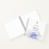 Gästebuch-Taufe Blues-Boy-Florals kreuzen elegant Notizblock (Innenseite)