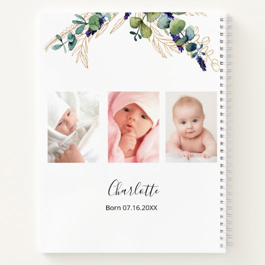 Gästebuch Taufe Custom Foto Eukalyptus Notizblock (Rückseite)