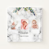 Gästebuch Taufe Foto Marmor Eukalyptus Notizblock (Rückseite)