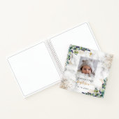 Gästebuch Taufe Foto Marmor Eukalyptus Notizblock (Innenseite)