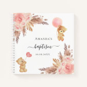 Gästebuch Taufe Pampas Gras Rose rot Teddy Notizblock (Vorderseite)