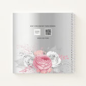 Gästebuch Taufe Rosa Girl Florals Silber Notizblock (Rückseite)