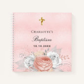 Gästebuch Taufe Rosa Goldfloralen Rosa Rosa Gold S Notizblock (Vorderseite)