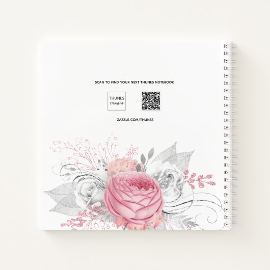 Gästebuch Taufe Rosa Mädchen florals weiß Notizblock (Rückseite)