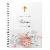 Gästebuch Taufe Rose Goldfloralen Silber Notizblock (Vorderseite)